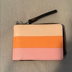 Radley London Cream, Orange, and Pink Leather Card Holder